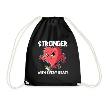 Stronger With Every Beat Pacemakers Open Heart - Drawstring Bag - black - Front