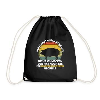 You can't taste happiness pot-bellied pig - Drawstring Bag - black - Front