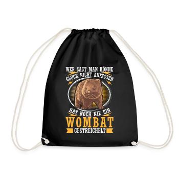 Wombat petting Australia marsupial - Drawstring Bag - black - Front