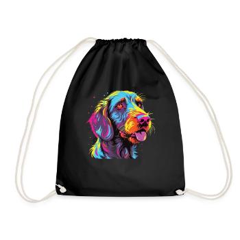 Watercolors Colorful German Wirehair - Drawstring Bag - black - Front
