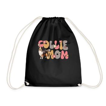 Longhair Collie Groovy Collie mom - Drawstring Bag - black - Front