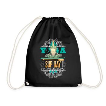 SUP paddleboarding Stand Up Paddle Frog on - Drawstring Bag - black - Front