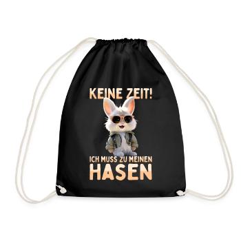 Hase Kaninchen Bunny Ich Muss Zu Meinen Hasen - Turnbeutel - Schwarz - Vorne