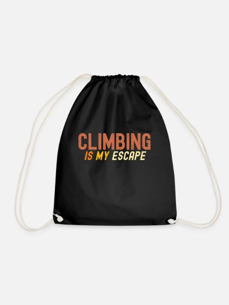 Climbing Is My Escape - Drawstring Bag - black