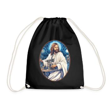 Jesus Snuggling Microscope T Shirt, Christian - Drawstring Bag - black - Front