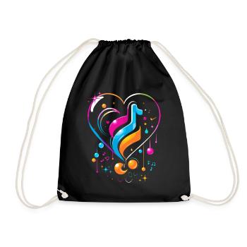 Gaming Musical Heart - Abstract - Drawstring Bag - black - Front