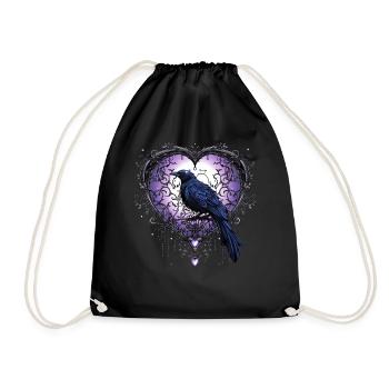 Mythical Gothic Heart Crow Witchcraft Valentines D - Turnbeutel - Schwarz - Vorne