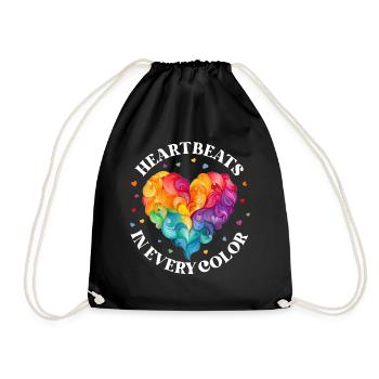 Colorful Rainbow Heart LGBT Valentines Day Pride - Turnbeutel - Schwarz - Vorne