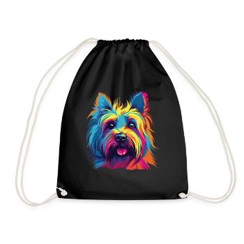 Aquarelle colorée Skye Terrier - Sac de sport léger - noir - Devant