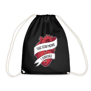 This Scar Means I Survived Transplant Open Heart - Drawstring Bag - black - Front
