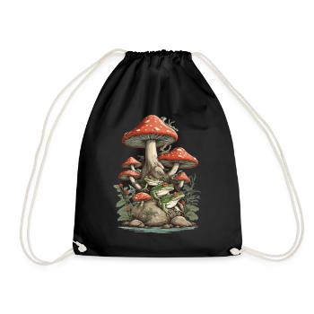 Natur Vintage Frosch Design Streetwear Aesthetic - Turnbeutel - Schwarz - Vorne