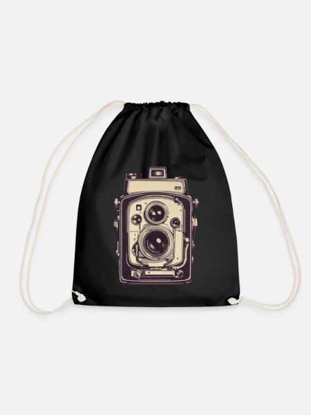 Vintage Fotokamera Aesthetic Fotograf Retro - Turnbeutel - Schwarz
