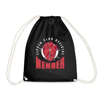 Zipper Club Offizielles Mitglied Transplantation Open Heart - Turnbeutel - Schwarz - Vorne