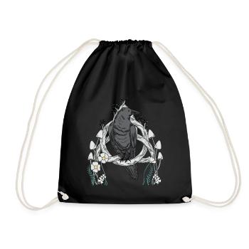 Forêt Animaux Oiseau Corbeau Fleurs Nature Corbeau Sombre - Sac de sport léger - noir - Devant