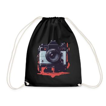 Appareil photo Vintage esthétique photographe rétro - Sac de sport léger - noir - Devant