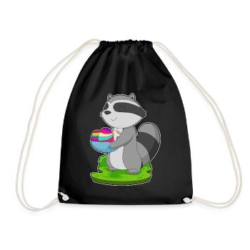 Waschbär Ostern Ostereier - Turnbeutel - Schwarz - Vorne