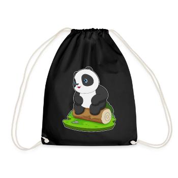Panda Baumstamm - Turnbeutel - Schwarz - Vorne