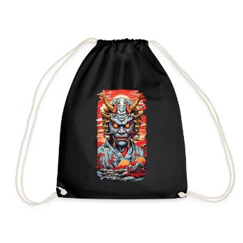 Aesthetics Yokai Oni Ukiyo-E Japanese Demon Style - Drawstring Bag - black - Front