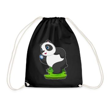 Panda Jogger Joggen Sport - Turnbeutel - Schwarz - Vorne