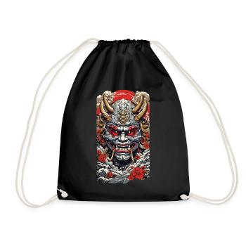 Aesthetic Yokai Oni Ukiyo-e Japanese Demon - Drawstring Bag - black - Front