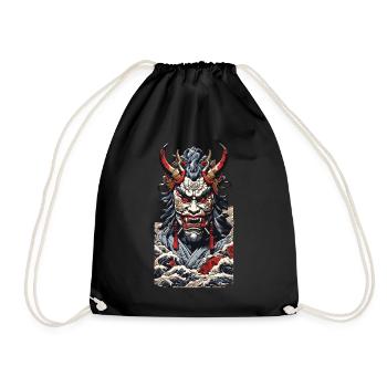 Aesthetic Yokai Oni Ukiyo-E Japan Demon Style - Drawstring Bag - black - Front