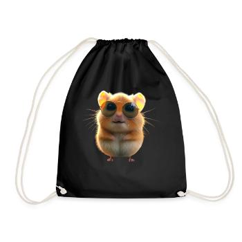 Hamster avec des lunettes de soleil Hamster doré Hamster mignon - Sac de sport léger - noir - Devant
