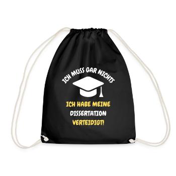 Dissertation, Doktorarbeit, Doktortitel, Promotion - Turnbeutel - Schwarz - Vorne