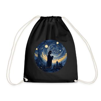 NICU Mom Starry Night Shirt - Drawstring Bag - black - Front
