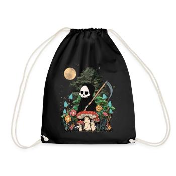 Nature Ghost Ghost Halloween Mushrooms Night Spooky - Drawstring Bag - black - Front