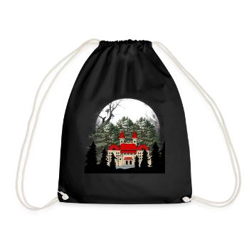 Märchen Schloss Mittelalter Burg Festung - Turnbeutel - Schwarz - Vorne