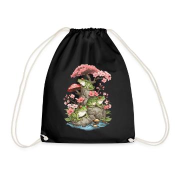 Goblincore Streetwear Aesthetic Vintage Frog - Drawstring Bag - black - Front