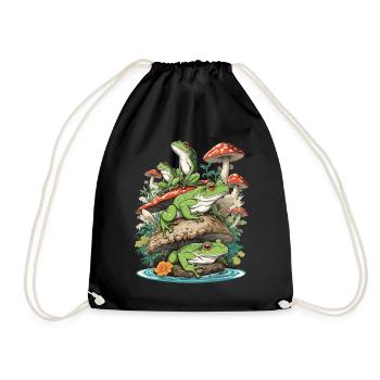 Frog Streetwear Aesthetic Vintage Design - Drawstring Bag - black - Front