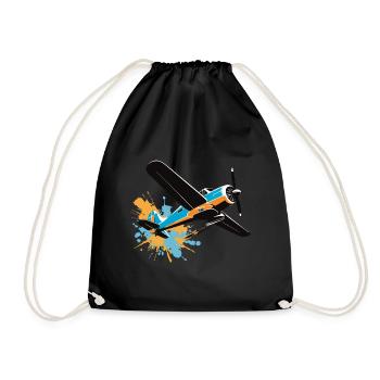 Model Airplane Pilot Airplane Hobby Design - Drawstring Bag - black - Front