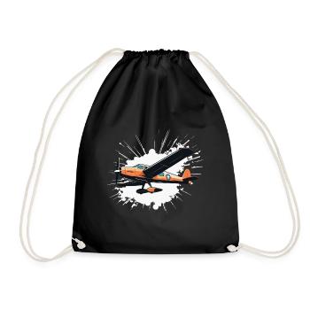 Model Airplane Pilot Airplane Hobby Airplane - Drawstring Bag - black - Front