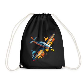 Model Airplane Pilot Airplane Hobby Design - Drawstring Bag - black - Front