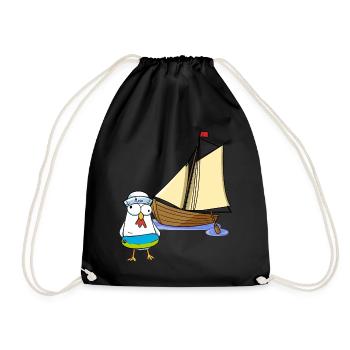 Hühner Matrosen Boot Meer See Segelboot Ahoi Kind - Turnbeutel - Schwarz - Vorne