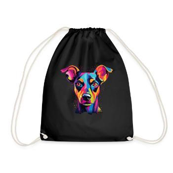 Watercolor Colorful German Pinscher - Drawstring Bag - black - Front