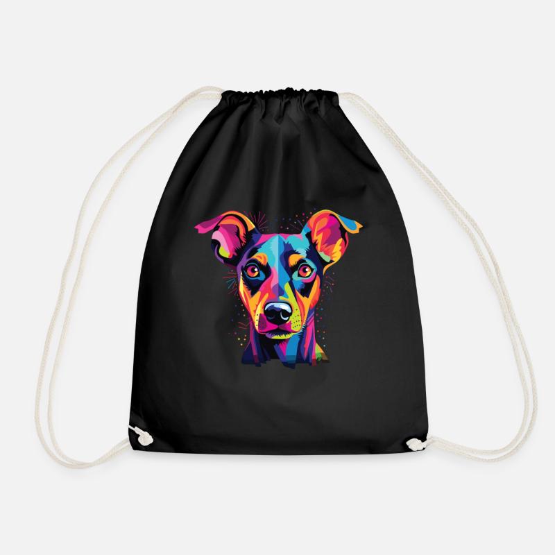 Wasserfarben Farbenfroher Deutscher Pinscher - Turnbeutel - Schwarz