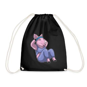 Pig Abdominal Workout Bodybuilding - Drawstring Bag - black - Front