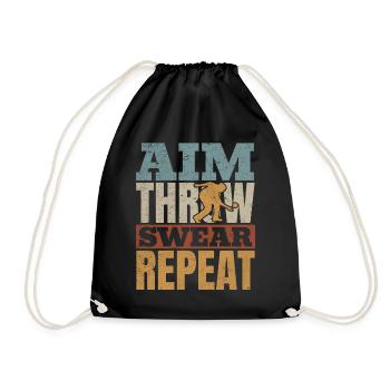 Unihockey - Aim Throw Swear Repeat - Floorball Pla - Turnbeutel - Schwarz - Vorne