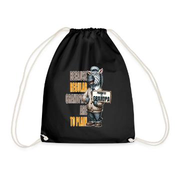 Zebra Grandpa Promotion, Not Your Regular Grandpa - Drawstring Bag - black - Front