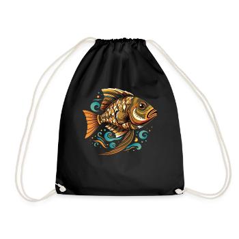 Retro Mandala African Cichlid Fish Keeper - Turnbeutel - Schwarz - Vorne