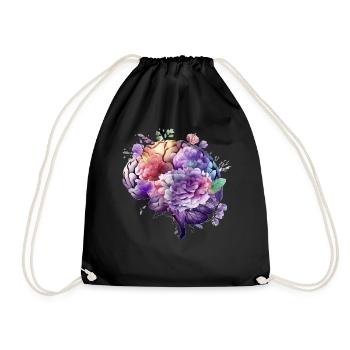 Human Brain Floral Anatomy Alzheimer Memory Loss S - Turnbeutel - Schwarz - Vorne