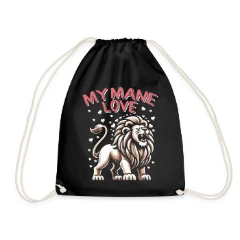 Chemise de la Saint-Valentin, ma crinière amour Lion rugissant - Sac de sport léger - noir - Devant