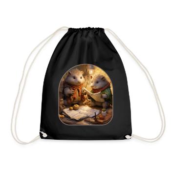 Grenouille hérisson carte lecture chasse au trésor - Sac de sport léger - noir - Devant