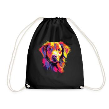 Watercolor Colorful Nova Scotia Duck Tolling - Drawstring Bag - black - Front