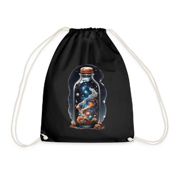 Weltall in Flasche Boho Style Bohemian Streetwear - Turnbeutel - Schwarz - Vorne