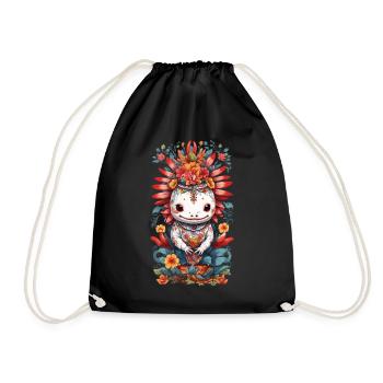 Esthétique mexicaine Floral Axolotl pour animaux de compagnie - Sac de sport léger - noir - Devant