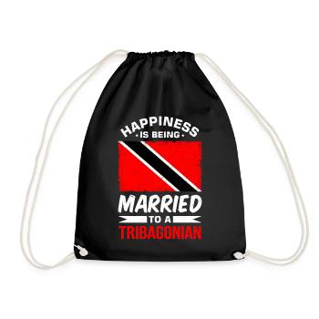 Happiness means being married to a tribagonian - Drawstring Bag - black - Front