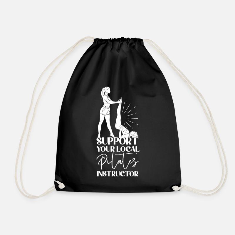 Pilates Instructor Teacher Support - Drawstring Bag - black